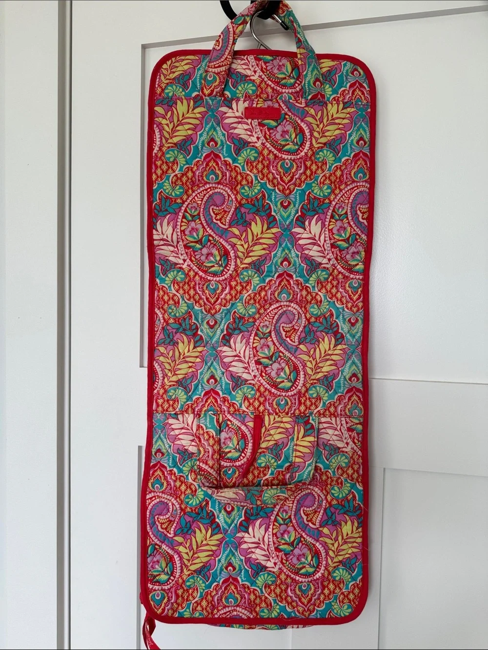 Vera Bradley Bright Floral Quilted Travel Case in Teal and Red